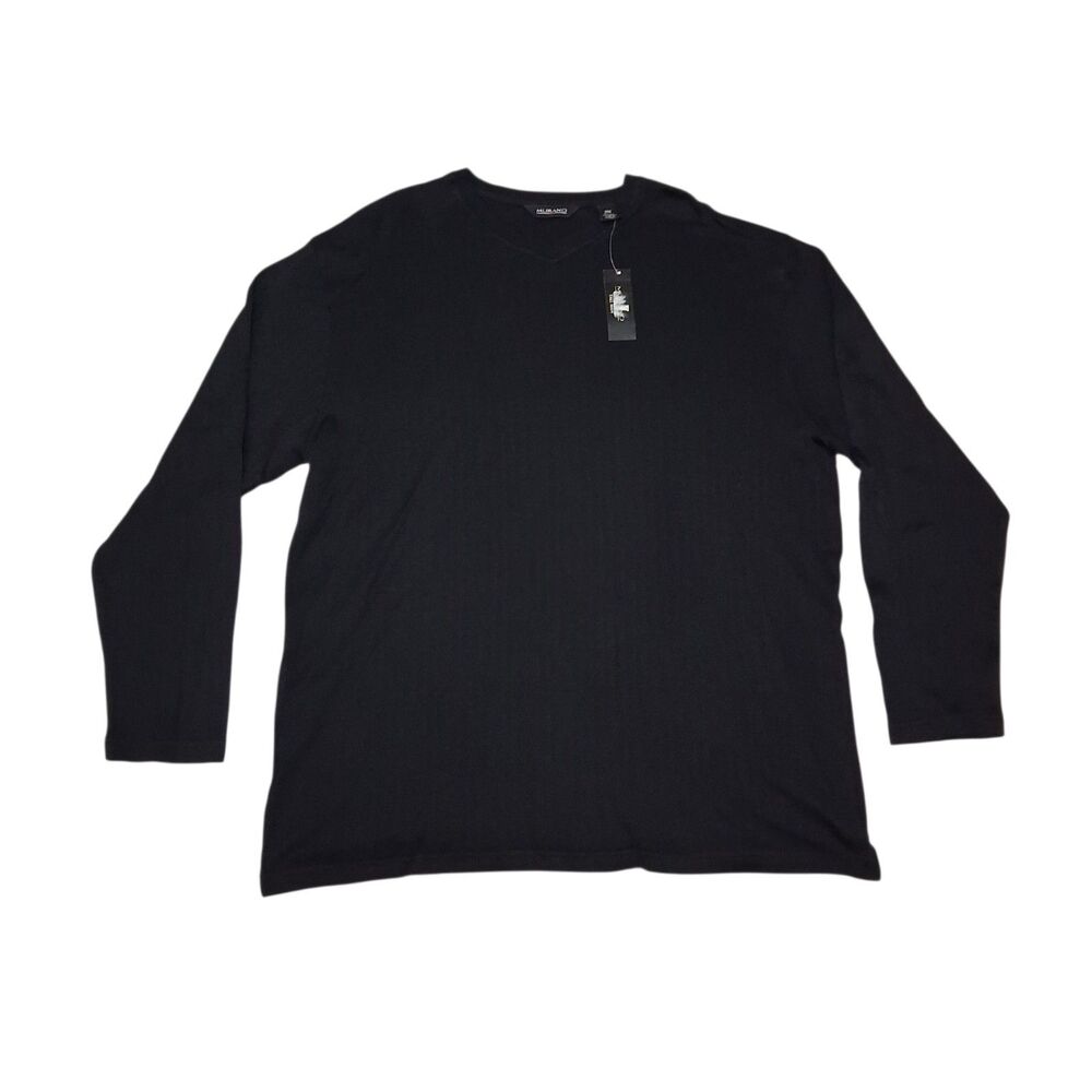 Murano Men's 2XLT Pullover Shirt NEW WITH TAGS Black Long Sleeve Silk Cotton